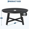 36" Round Coffee Table for Living Room, Large Circle Center Table, Thick Metal Legs & Adjustable Feet, Modern Round Coffee Tables for Apartments - 2 of 4