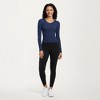 Anna-Kaci Active Women's Ribbed Long Sleeve Fitted Top with Crew Neck and Thumbhole Cuffs - 2 of 4