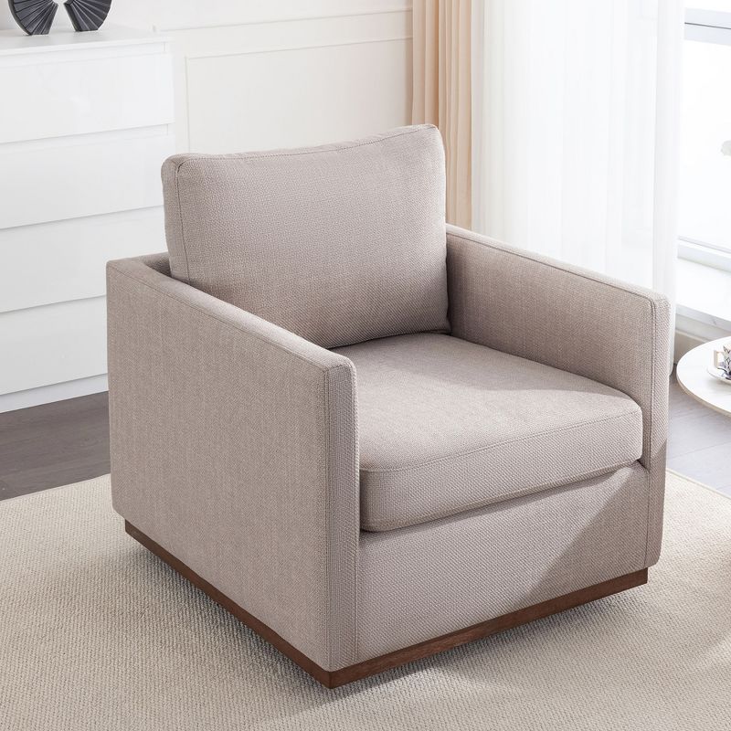Mid-Century Style Linen Upholstered Swivel Chair, Armchair for Living Room, Bedroom, Office - ModernLuxe, 6 of 13