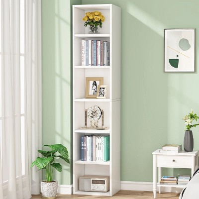 Hommoo 70.9" Corner Bookcase, Modern 6-Tier Narrow Cube Display Shelves