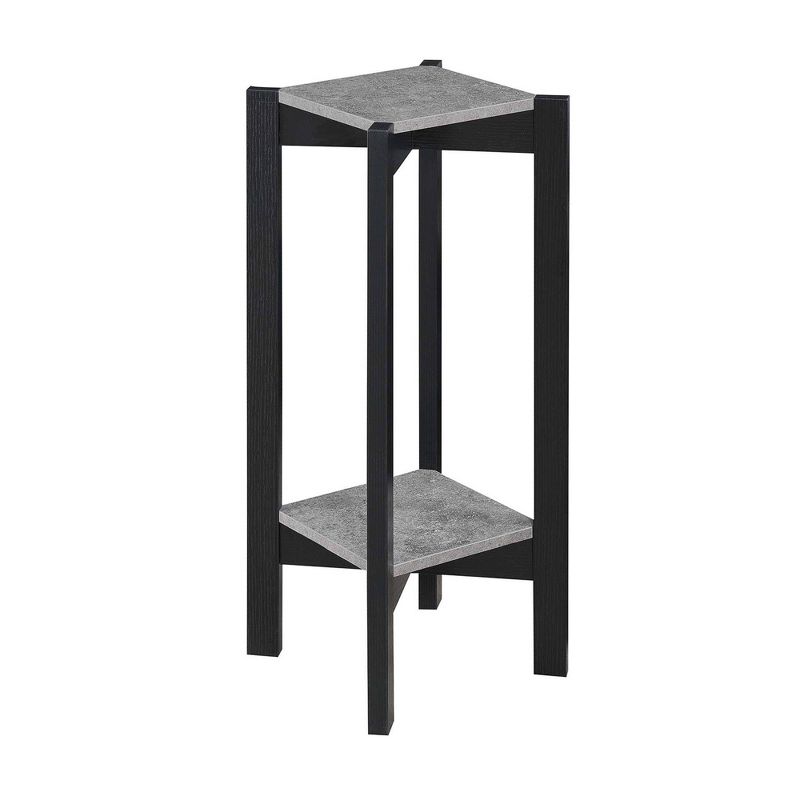 Planters and Potts Deluxe Square 2 Tier Plant Stand Faux Cement/Black - Breighton Home, 1 of 6