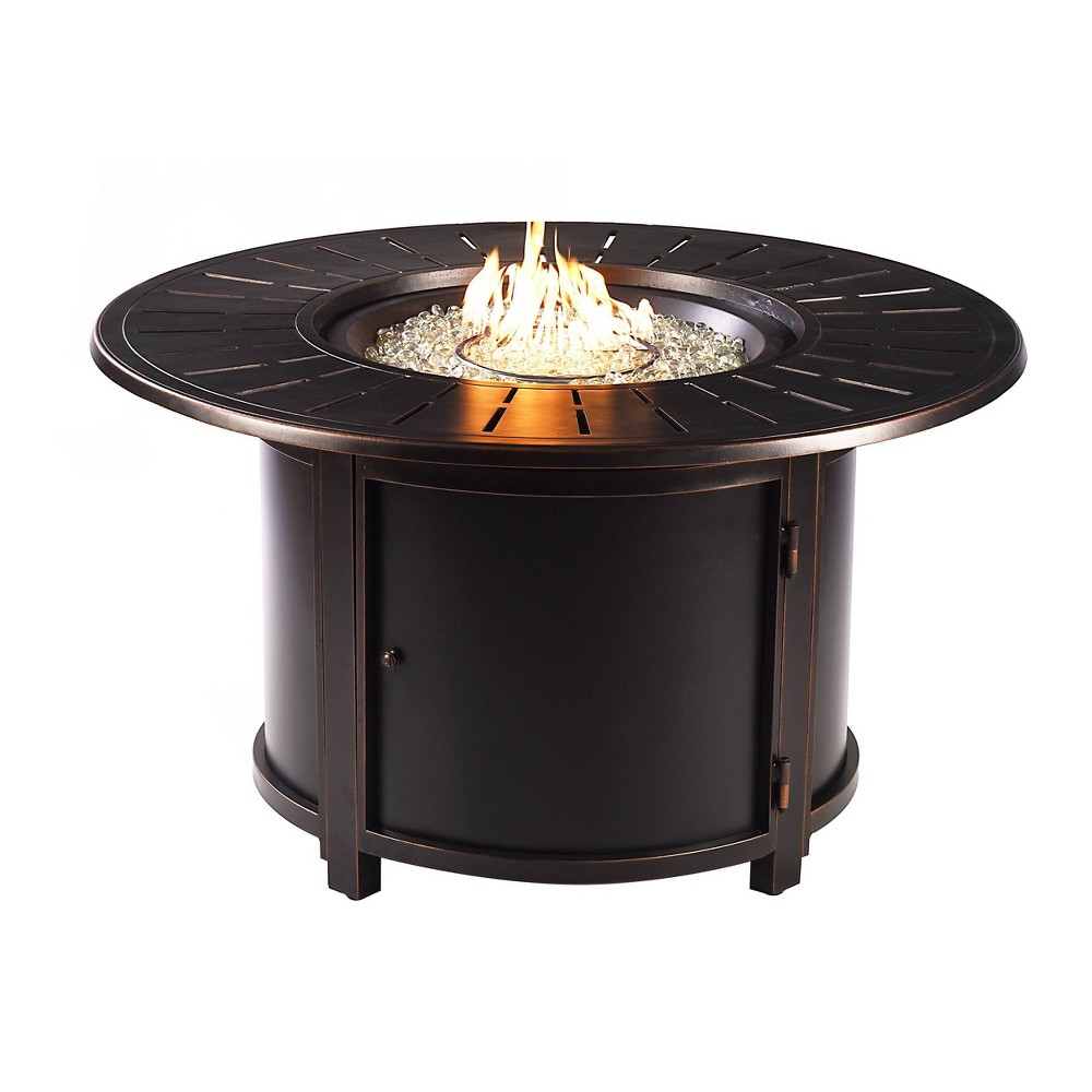 Photos - Electric Fireplace 44" Round Aluminum Outdoor Propane Fire Table with Wind Blockers Lid & Pro