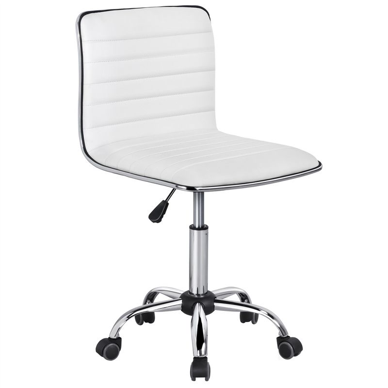 Yaheetech PU Leather Armless Office Chair Desk Chair with Wheels, 1 of 17