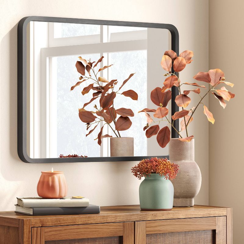 22&#34; x 30&#34; Rounded Corner Wood Wall Mirror Black - Threshold&#8482;, 2 of 4