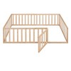 CAVINAS Twin/Full/Queen Size Bed Frame with Heightened Fences,Solid Wood Floor Bed for Kids Room,Bedroom,Playroom - 4 of 4