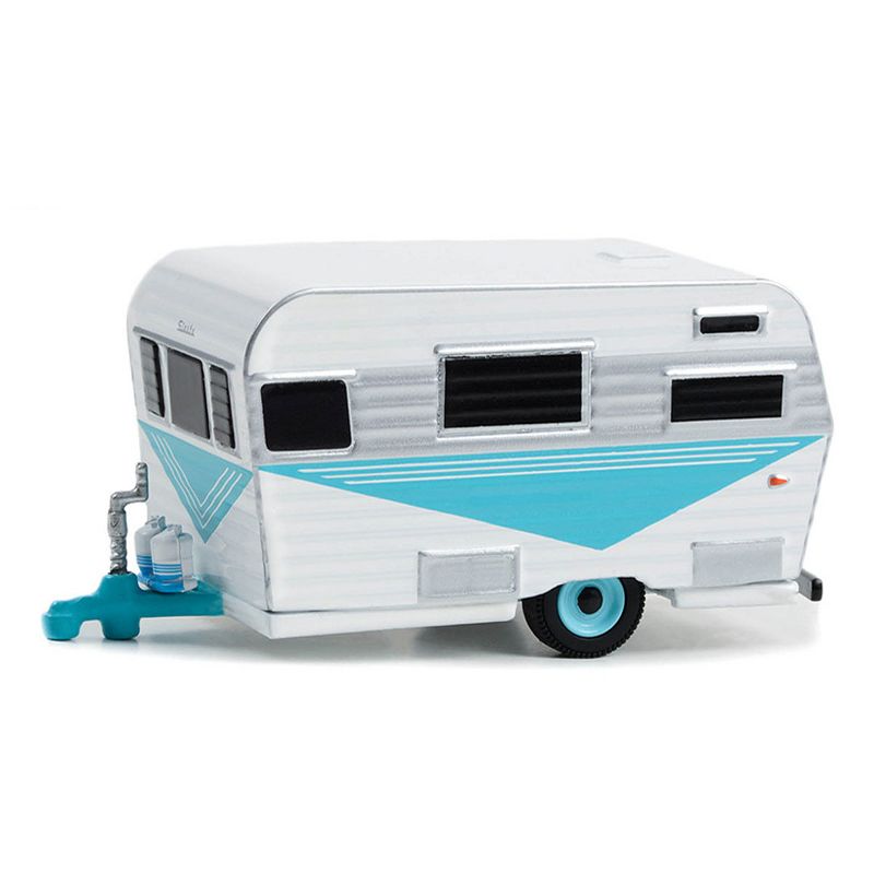 1/64 1958 Siesta Travel Trailer, Teal, White  Hitched Homes 14 34140-B, 1 of 3