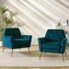 Set of 2 Maris Velvet Living Room Armchair with Metal Base | Karat Home-TEAL - 2 of 4