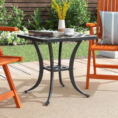 NicBex Modern Outdoor Side Table with Storage,21" Square Aluminum Outdoor Coffee Table,Patio Table for Garden,Poolside,Outdoor Furniture