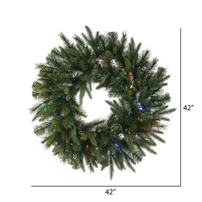 36" Cashmere Pine Artificial Christmas Wreath with Multi-Colored LED Lights