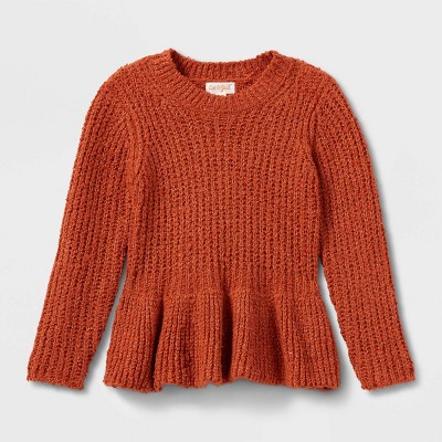 Toddler Girls' Solid Peplum Sweater - Cat & Jack™ Orange