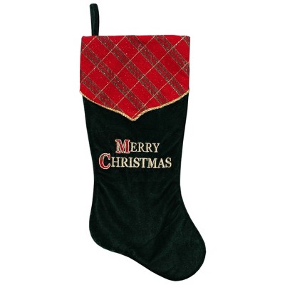 Northlight 19" Green And Red 'merry Christmas' Christmas Stocking : Target