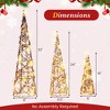 Costway 32" 24" 16" Set of 3 Lighted Rattan Cone Trees with LED Lights and Metal Frame - 3 of 4
