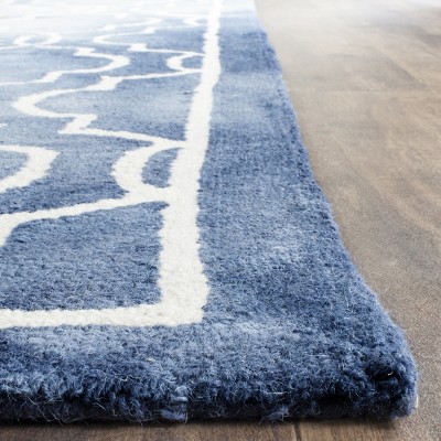 Navy and Ivory Hand-Tufted Wool Rectangular Rug