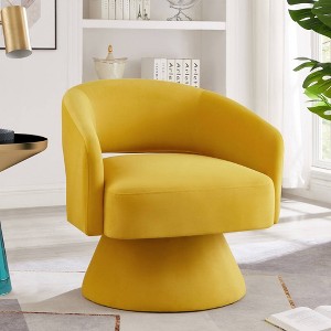 CAVINAS Velvet Fabric Swivel Accent Chair with Open Backrest,Modern Upholstered Swivel Living Room Chairs,Reading Chairs for Living Room - 1 of 4