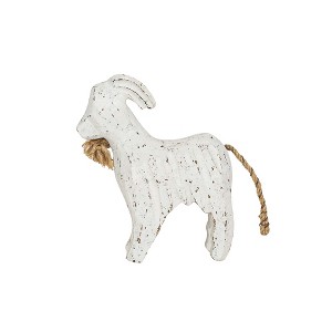 Carved Goat Decorative Accent White Wood & Jute by Foreside Home & Garden - 1 of 4