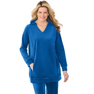 Woman Within Velour Hoodie Sweatshirt - 1 of 4