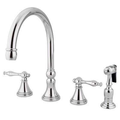 Chrome Widespead 4-Hole Solid Brass Kitchen Faucet - Kingston Brass