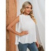 Sleeveless Tops for Women Pleated Tunic Tops Chiifon Blouse with Frill Mock Neck Flowy Dressy Casual Tank Tops （One size fits all） - 3 of 4