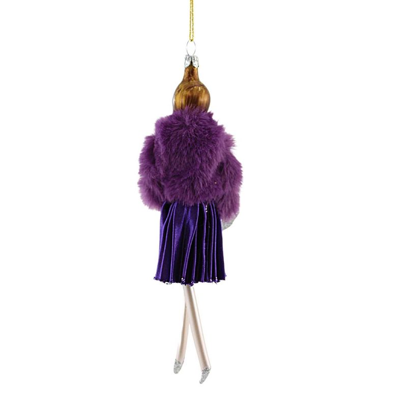 Italian Ornaments 7.0 Inch Petunia In Pleated Purple Skirt Ornament Italian Fashion Diva Tree Ornaments, 3 of 4