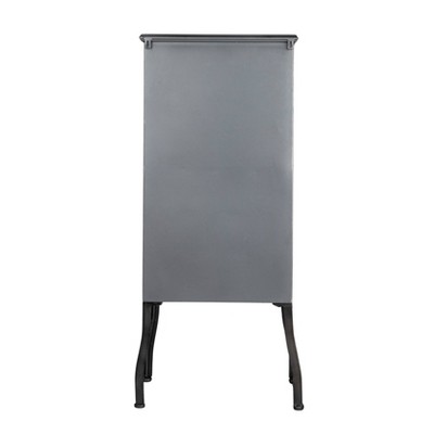 Antique Black Metal and Glass Office Storage Cabinet with 3 Drawers