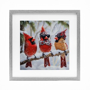 Stupell Industries Row of Cool Cardinals Framed Print Under Glass Art - 1 of 4