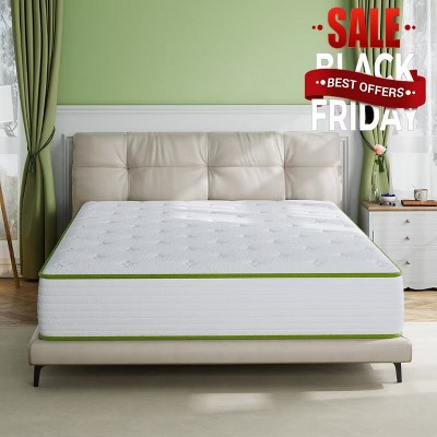 Swedrea Hybrid Mattress Breathable Medium Cooling Memory Foam Bed-in-a-Box White