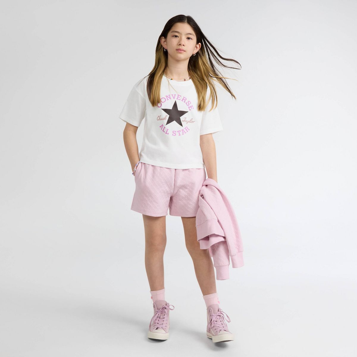 Converse® Girls' Short Sleeve Boxy Graphic T-Shirt - White