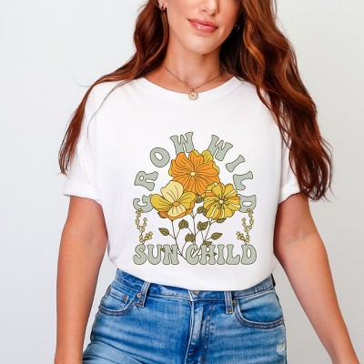 Simply Sage Market Grow Wild Sun Child Colorful Garment Dyed Tee - 2XL - White