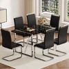 NicBex 5 PCS/7 PCS MDF Dining Table Set,4/6 PU Chairs with C-Tube Metal Legs for Dining Meeting Room - 2 of 4