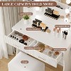 Makeup Vanity Desk with Mirror and 12 LED Lights, Vanity Table with Power Outlet, 2 Drawers 6 Shelves, Hair Dryer Holder & Stool - 4 of 4