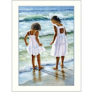 Two Girls at the Beach By Georgia Janisse, Printed Wall Art, Ready To Hang Framed Poster, White Frame - 1 of 3