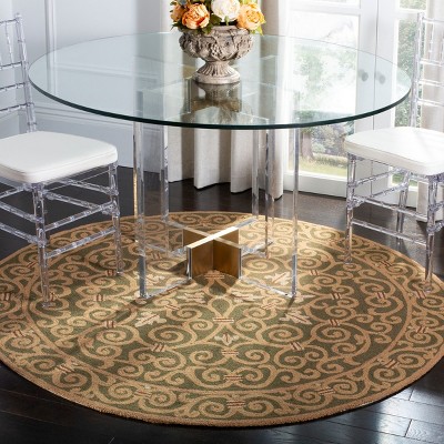 Handmade Light Green Wool Round Area Rug