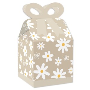 Big Dot of Happiness Tan Daisy Flowers - Square Favor Gift Boxes - Floral Party Bow Boxes - Set of 12 - 1 of 4