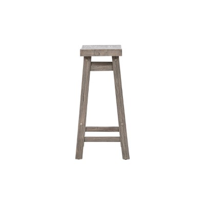 24" Gray Wood Saddle Counter Height Barstool