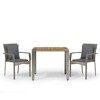 vidaXL 3 Piece Patio Dining Set with Cushions Gray Poly Rattan - 2 of 4