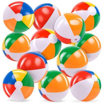 Syncfun 12Pcs 12'' Rainbow Beach Balls, Inflatable Swimming Pool Toys for Summer Water Games Kids Birthday Party Supplies Combo Set