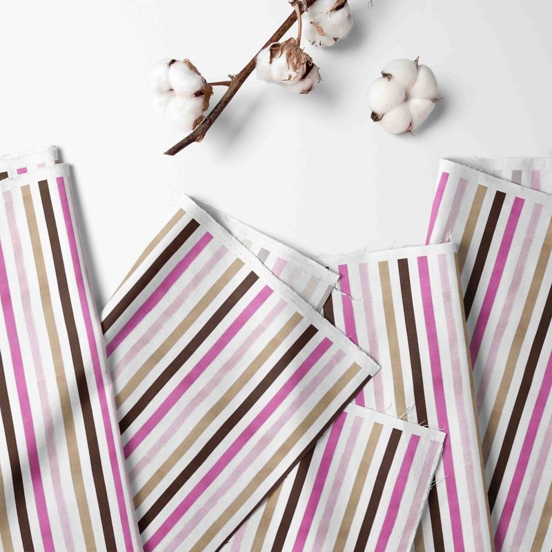Bacati - Mod Stripes Pink/Chocolate Crib or Toddler Bed Skirt, 2 of 5