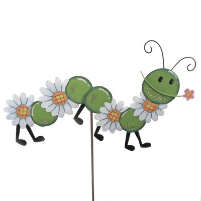 Home & Garden 25.0" Daisy Worm Flowers Outdoors Round Top Collection  -  Decorative Garden Stakes