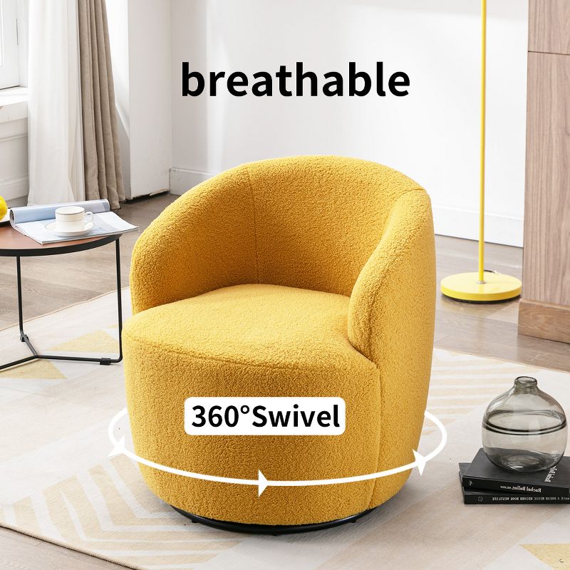 360° Swivel 25.60'' Wide Soft Touch Modern Teddy Tiny Upholstered Barrel Varity Chairs -The Pop Maison, 2 of 7