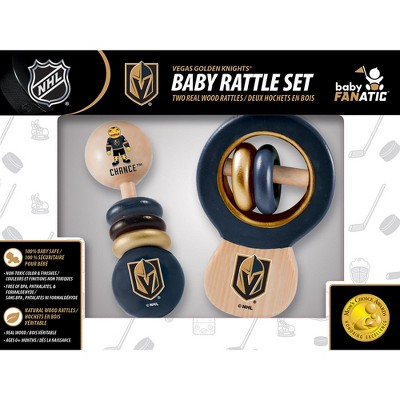 BabyFanatic Wood Rattle 2 Pack - NHL Vegas Golden Knights - Officially Licensed Baby Toy Set!
