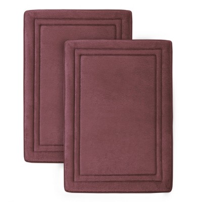 2pc Quick Drying Memory Foam Framed Bath Mat with GripTex Skid-Resistant Base Purple - Microdry
