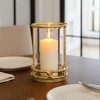 Decorative Glass Hurricane Candle Holder for House Decor - Modern Pillar Candlestick Holder for Table Centerpiece or Living Room Decor - 9", Gold - 3 of 4