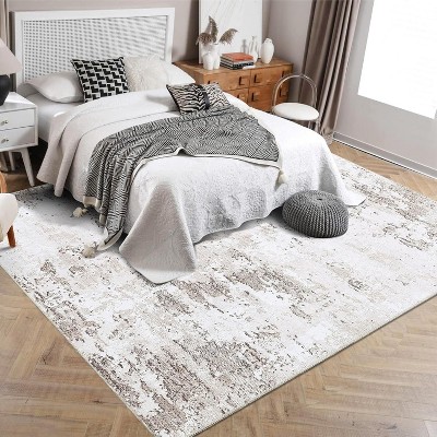 4x6 Washable Abstract Rug with Non-Slip Backing, Stain-Resistant Low Pile, Living Room, Bedroom, Dorm, Office, Playroom, Blue