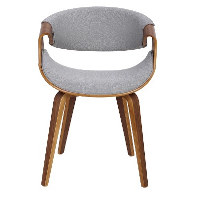 Curvo 22'' Walnut and Grey Contemporary Upholstered Side Chair
