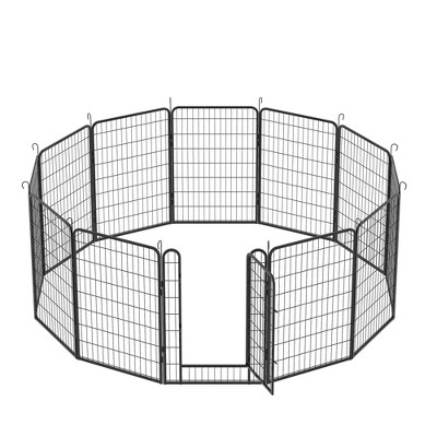 Bencmate Pet Crates and Houses 12 Panel Heavy Duty Metal Playpen with Door for Outdoor Yard Lawn Garden, Black, 81.1"*81.1"*39.37"