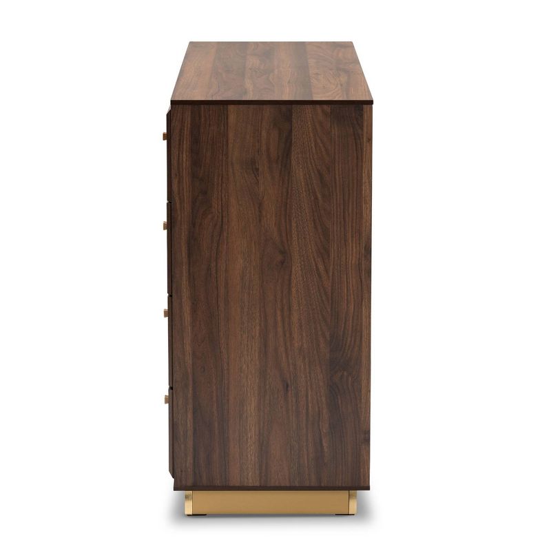 Cormac Wood and Metal 8 Drawer Dresser Walnut Brown/Gold - Baxton Studio, 5 of 11