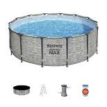 Bestway Steel Pro MAX 14 Foot x 48 Inch Round Metal Frame Above Ground Outdoor Swimming Pool Set with 1,000 Filter Pump, Ladder, and Cover