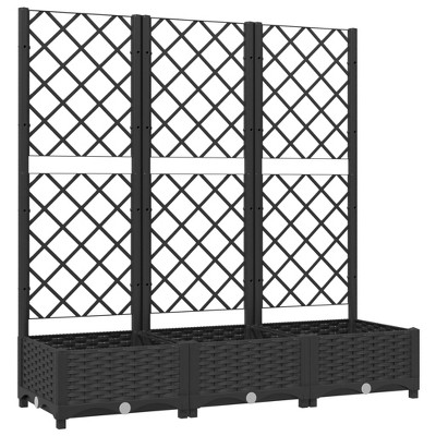 vidaXL Garden Planter with Trellis Black 47.2"x15.7"x47.8" PP