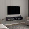 Syemin TV Stands and Consoles Simple TV Stand Two Spacious Shelves Fits Casual Living Bedroom Keeps Items Tidy, Black, 64.57"*17.72"*3.54" - 2 of 4