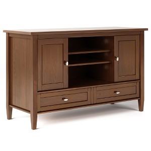 47" Solid Wood Transitional TV Media Stand with Two Bottom Drawers, Two Side Doors and Adjustable Shelf for Living Room and Bedroom - 1 of 4
